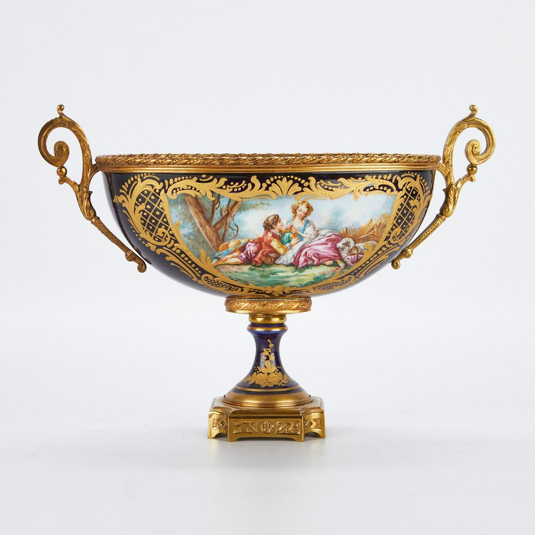 Sevres Style Porcelain Centerpiece w/ Gilt Mounts (1 of 8)