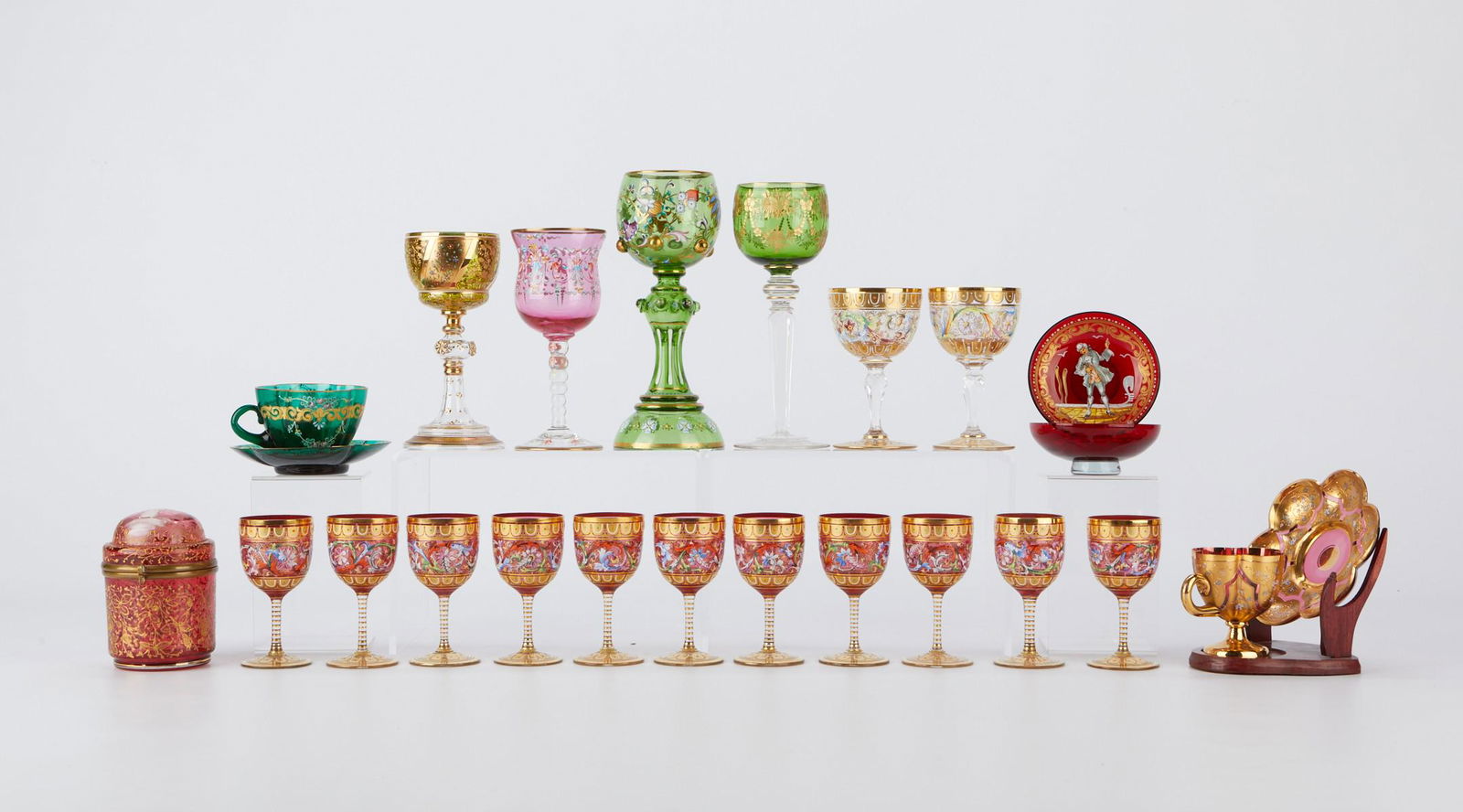 22 Pieces Hand Painted Bohemian Glassware (1 of 11)