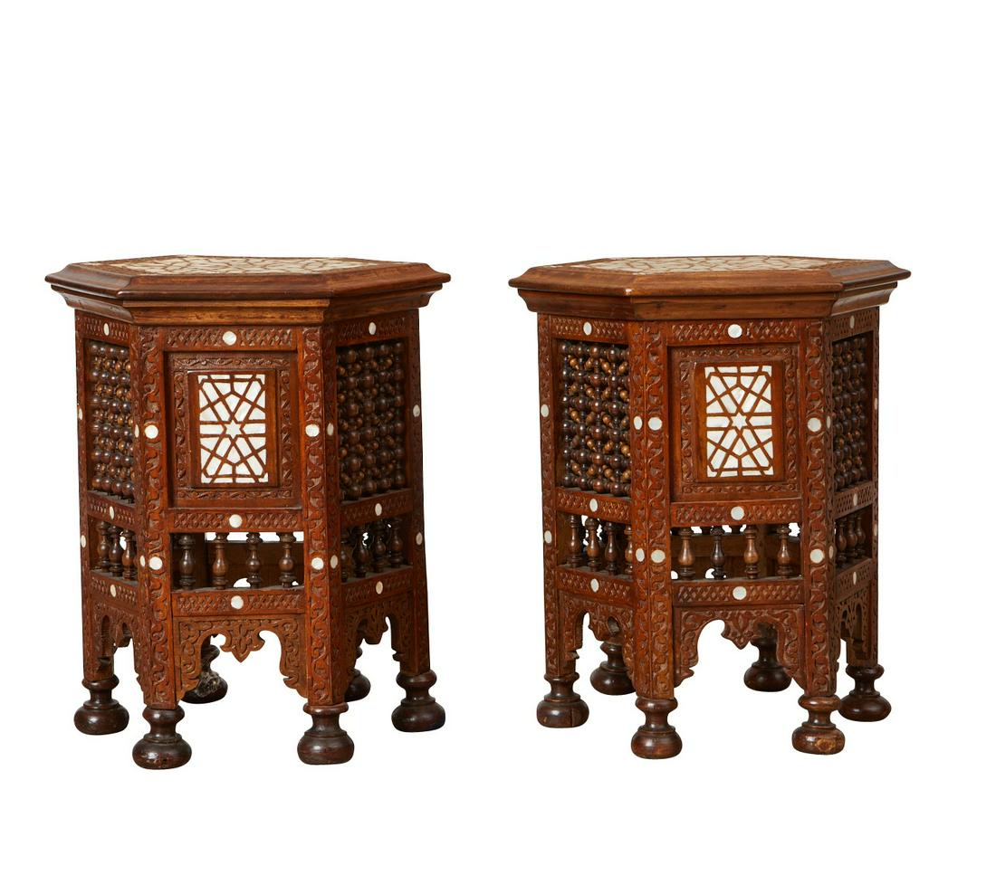 Pair Syrian Mother of Pearl Inlaid Side Tables (1 of 7)