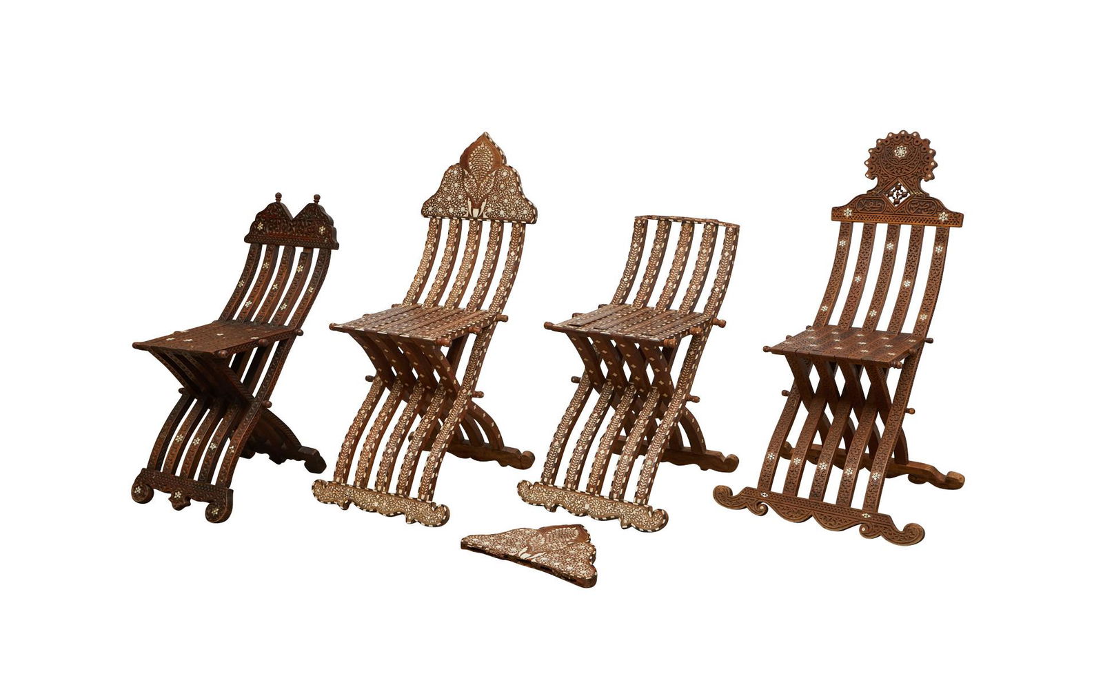 4 Syrian Mother of Pearl Folding Scribe Chairs (1 of 11)