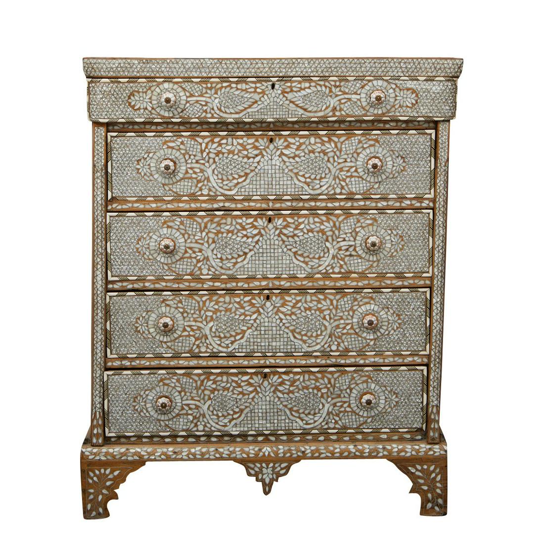 Syrian Mother of Pearl Inlaid Chest of Drawers (1 of 9)