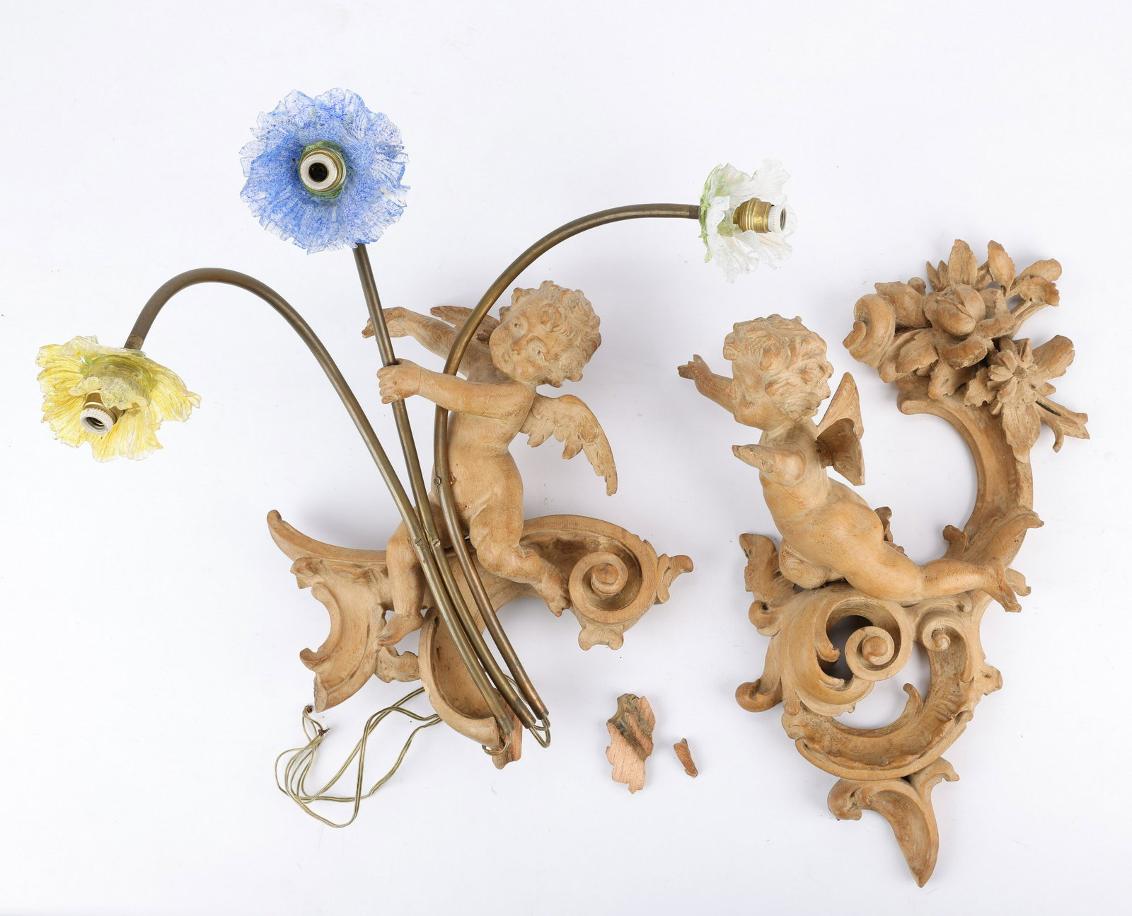 Wooden Angel Cherub Wall Sconces (1 of 9)