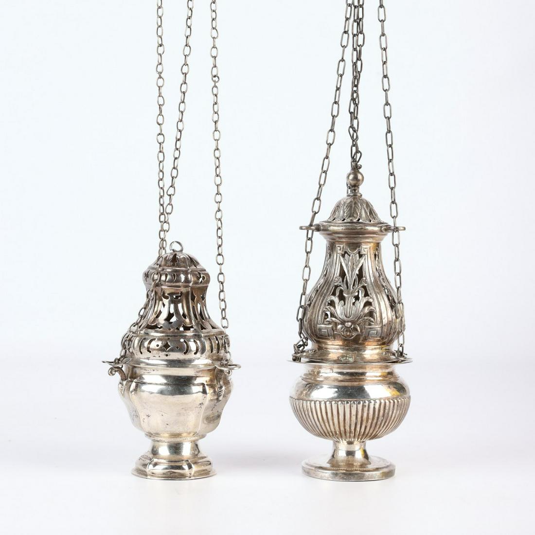 2 19th c. Silver Incense Burners Thuribles (1 of 10)