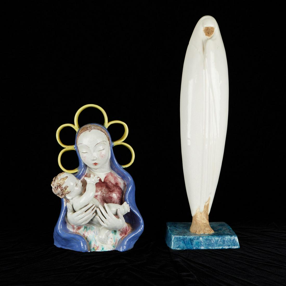 2 Faience Sculptures Mary and Child, Celine Lepage (1 of 8)