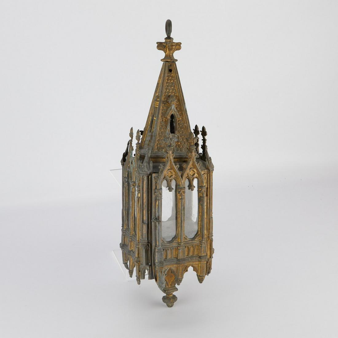 Neogothic Brass Hanging Lantern (1 of 10)