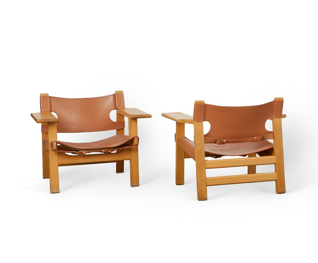 Pair Borge Mogensen Mid-Century Spanish Chairs (1 of 10)