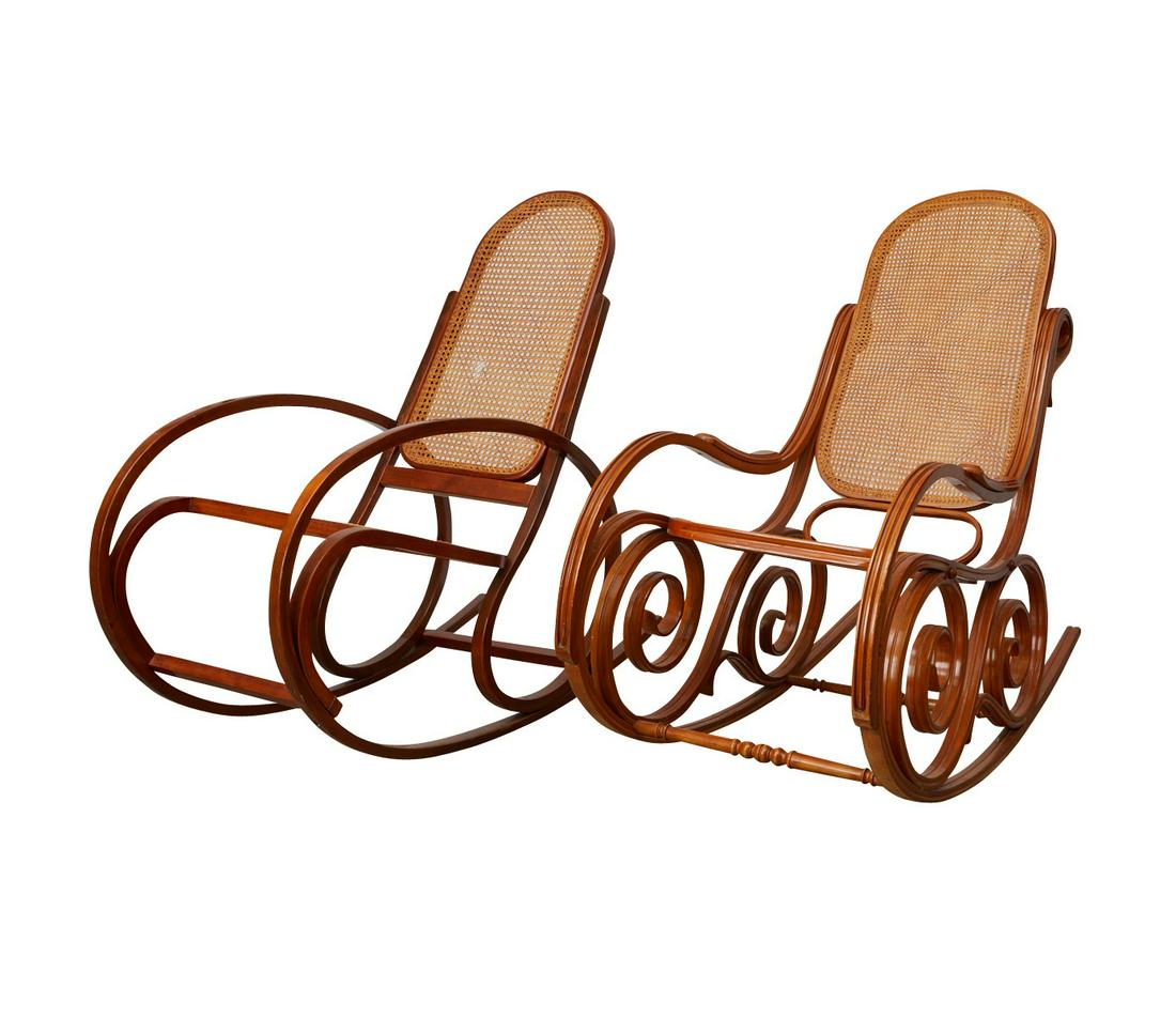 2 Thonet Style Bentwood Caned Rocking Chairs (1 of 7)