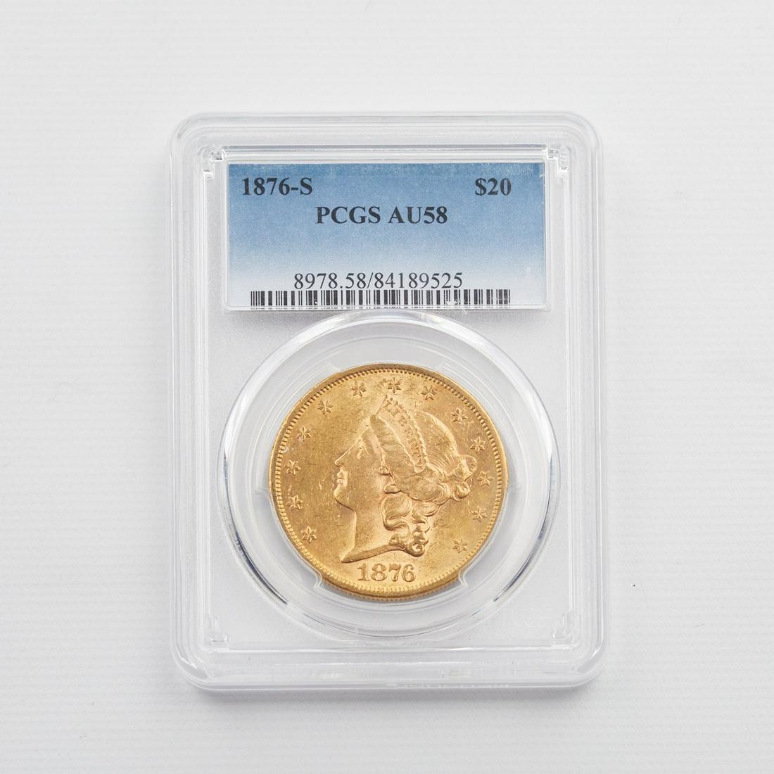 1876 S Gold Liberty Head $20 AU58 (1 of 2)