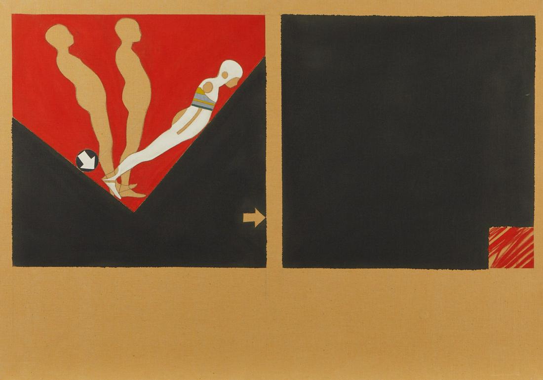 Ernest Trova "Falling Man" Oil on Canvas (1 of 7)