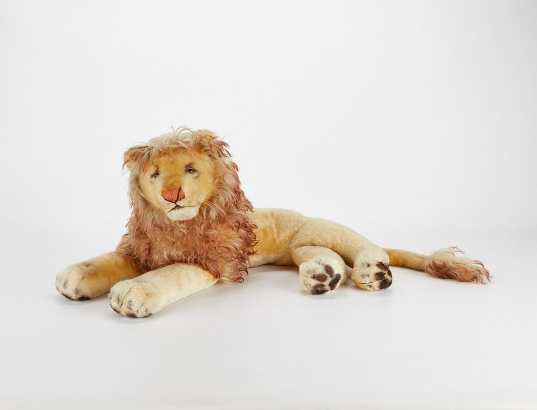 Steiff Leo the Lion Stuffed Animal: Steiff, Germany. Stuffed mohair "Leo the Lion" doll. With the trademark button in the ear. Steiff is known as one of the makers of the "Original Teddy Bear." Height: 12 1/2 x width
