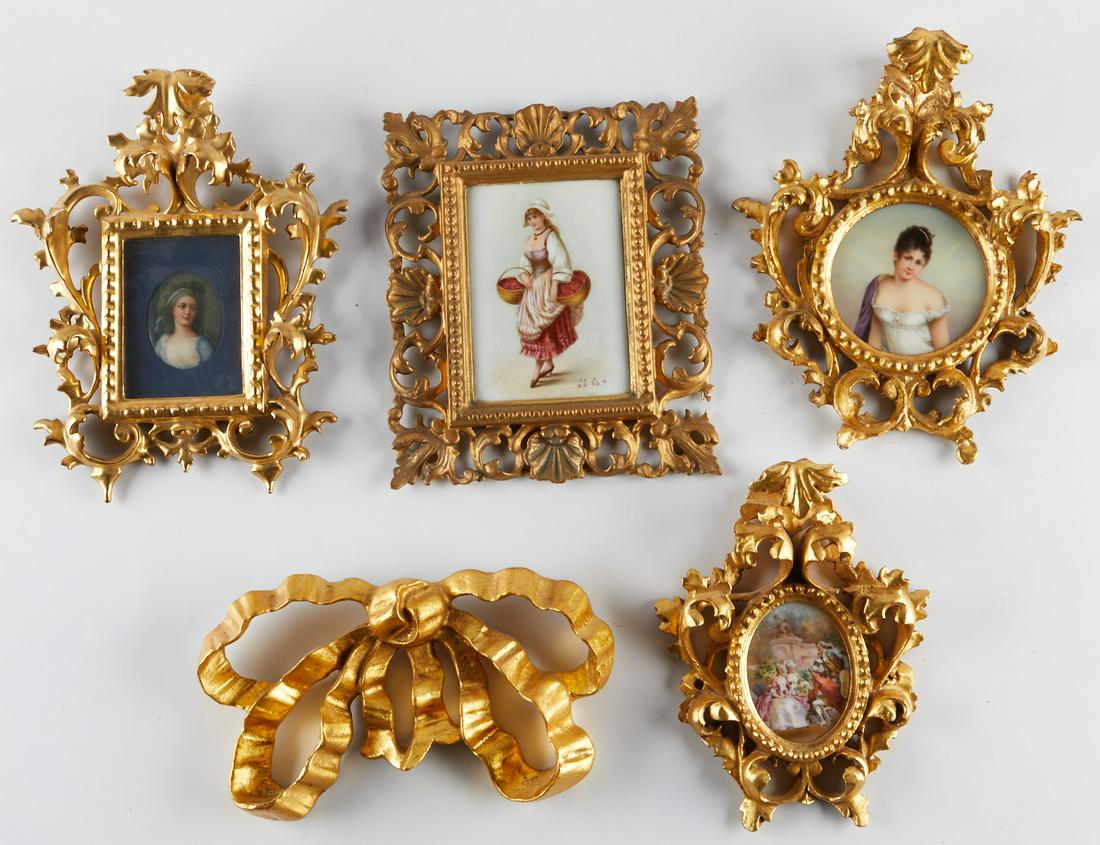4 Porcelain Plaques & 1 Giltwood Decoration (1 of 10)