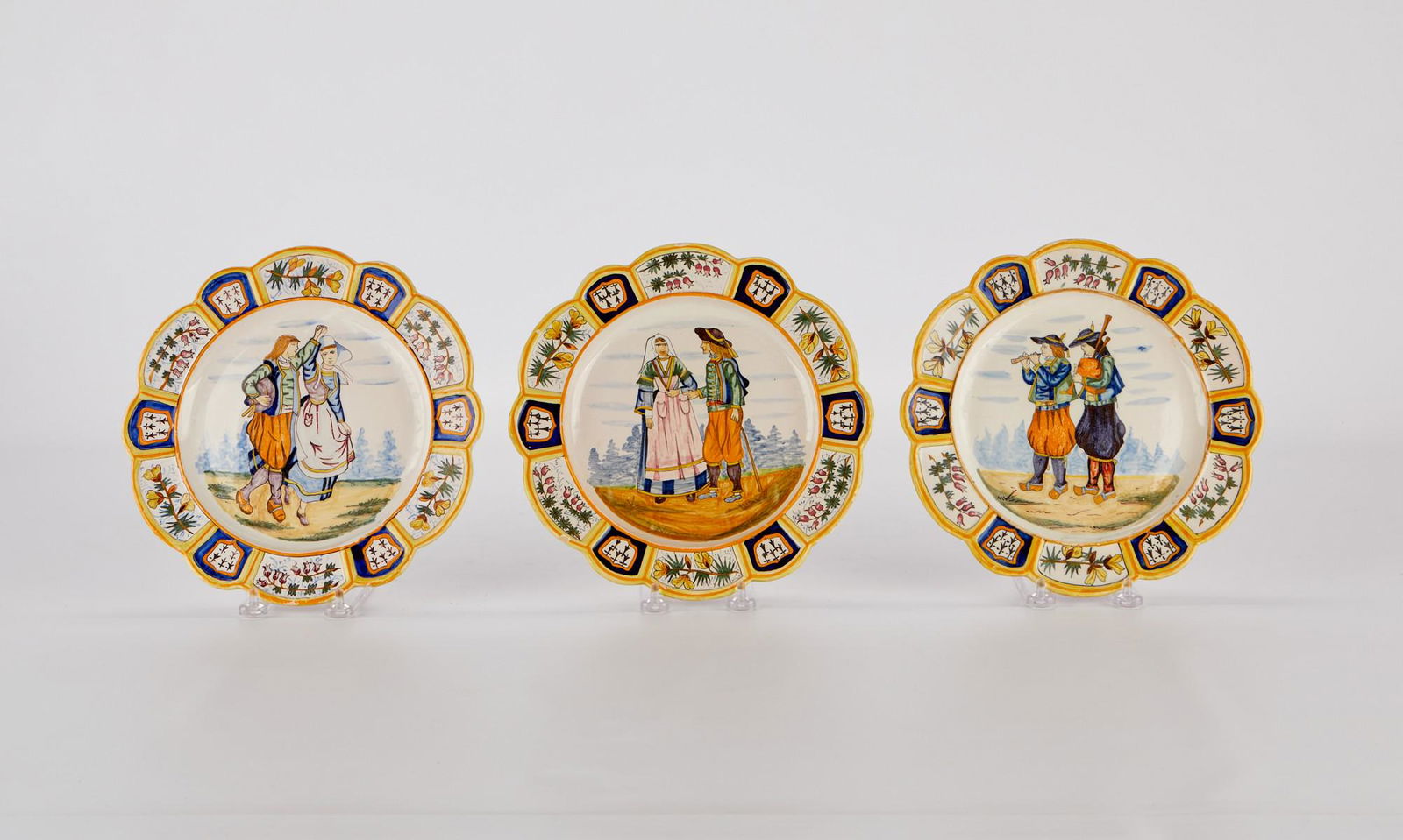 3 Henriot Quimper French Faience Plates (1 of 9)