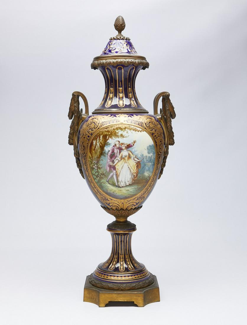 Large Cobalt Blue Sevres Style Porcelain Urn (1 of 18)