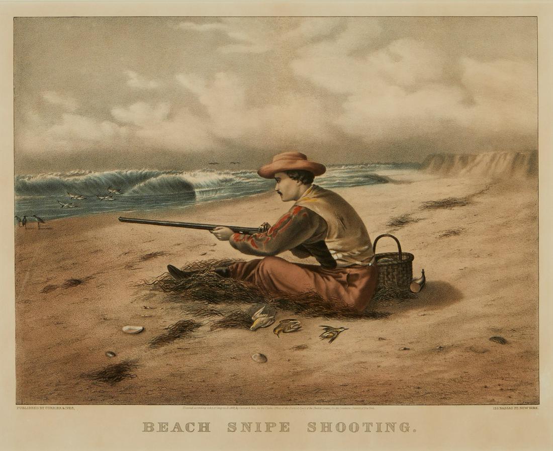 Currier & Ives "Beach Snipe Shooting" Print (1 of 7)