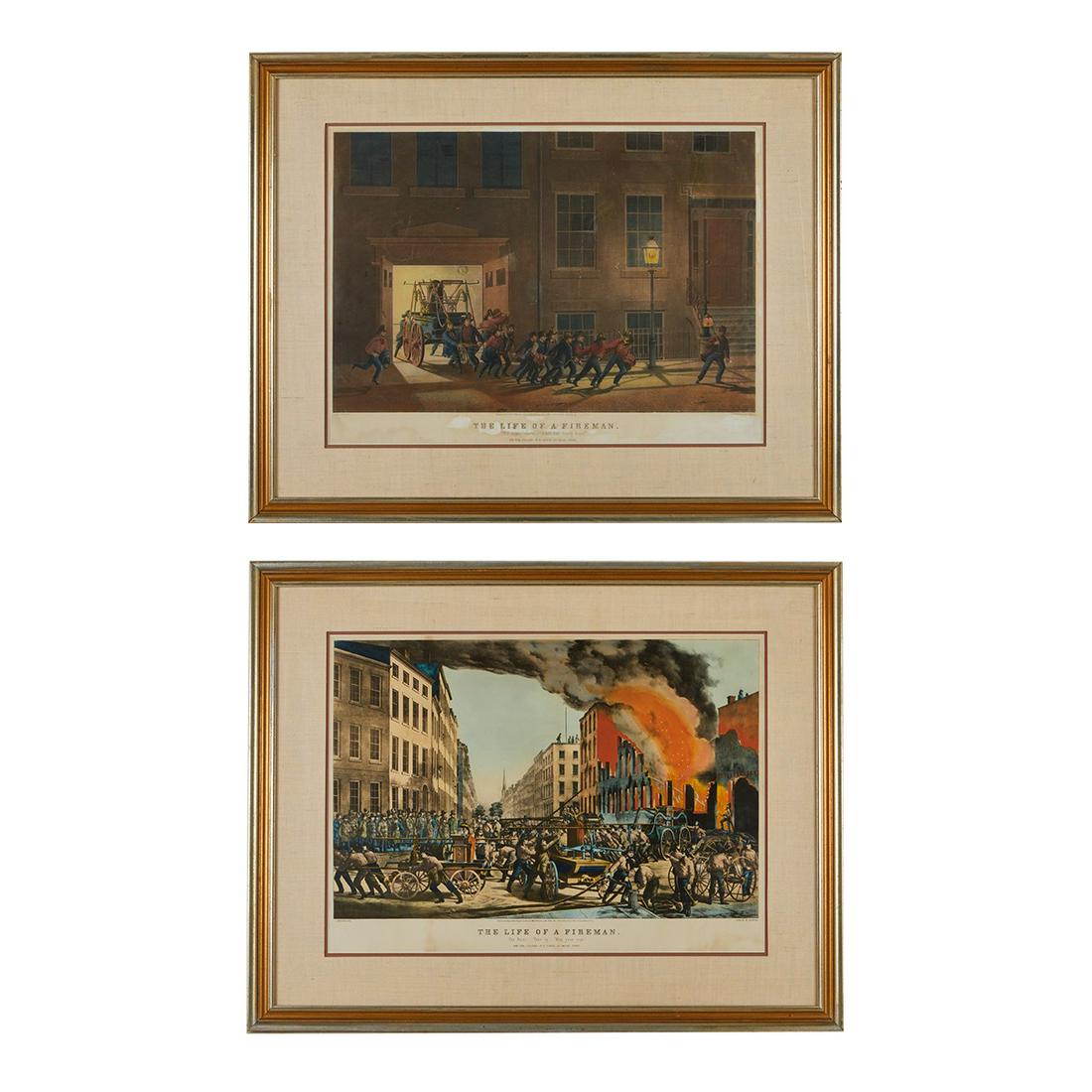 2 Currier & Ives "The Life of a Fireman" Prints (1 of 17)