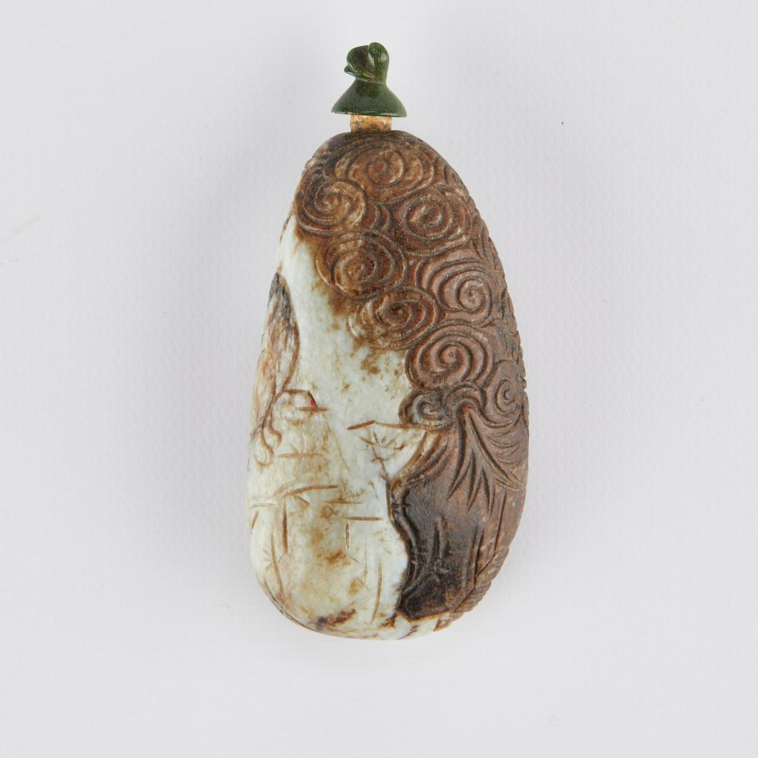 Chinese Pebble Snuff Bottle w/ Cat & Dragon (1 of 7)