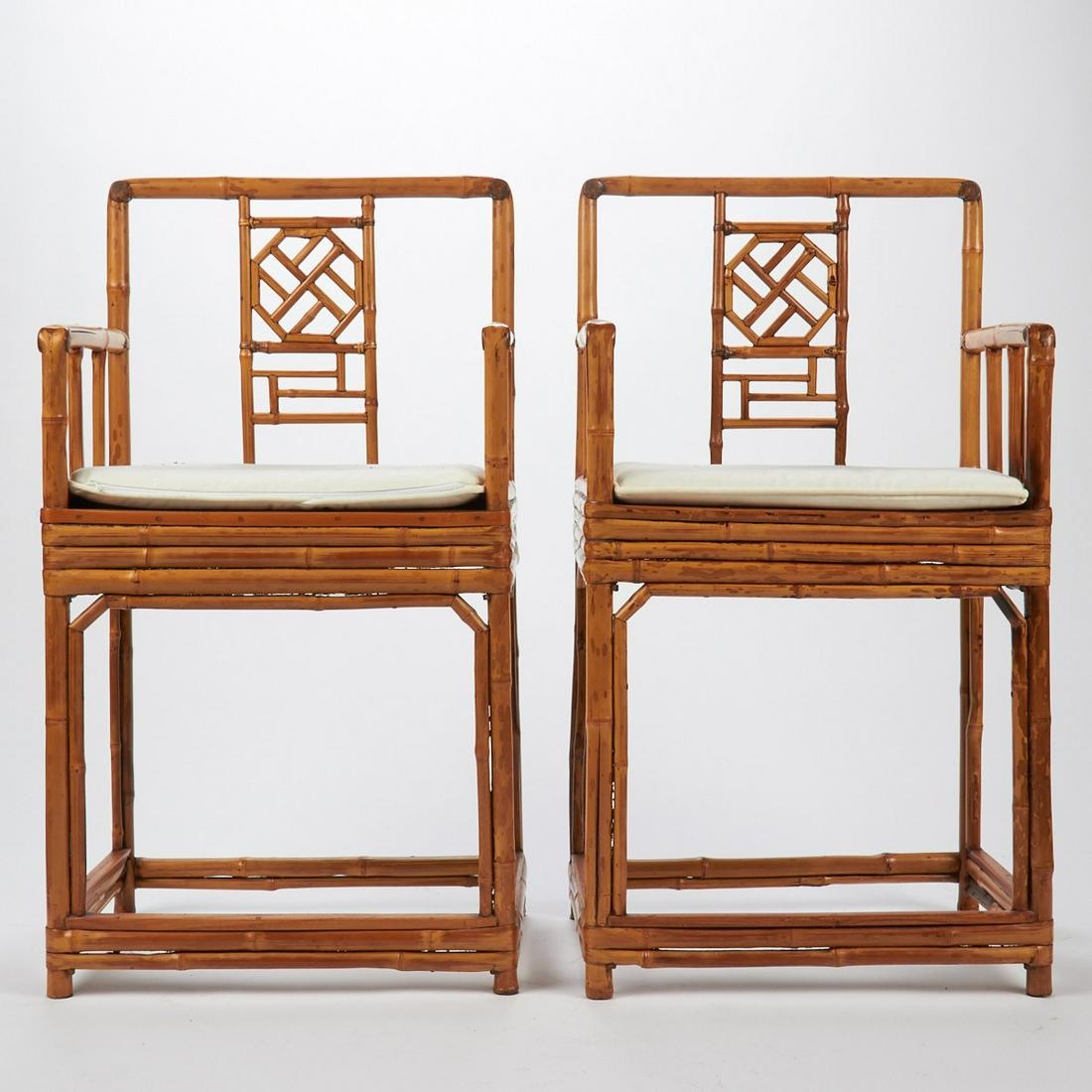 Pair of Chinese Spotted Bamboo Armchairs (1 of 8)