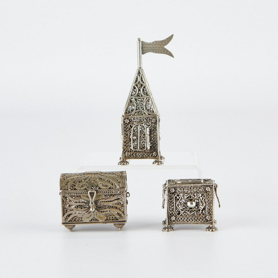 3 Judaic Sterling Silver Spice Tower & Boxes (1 of 10)