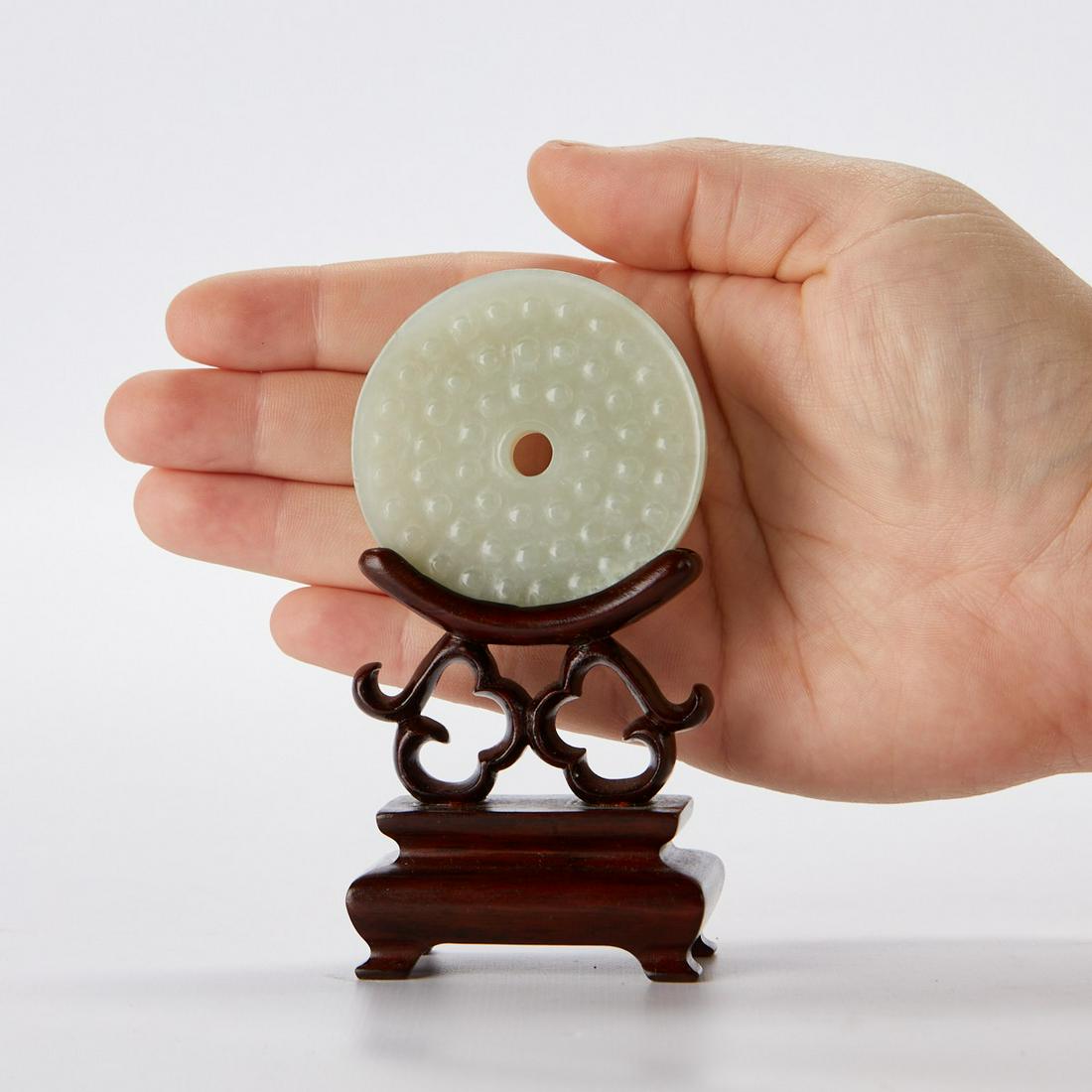 Carved Chinese Jade Bi w/ Stand (1 of 7)