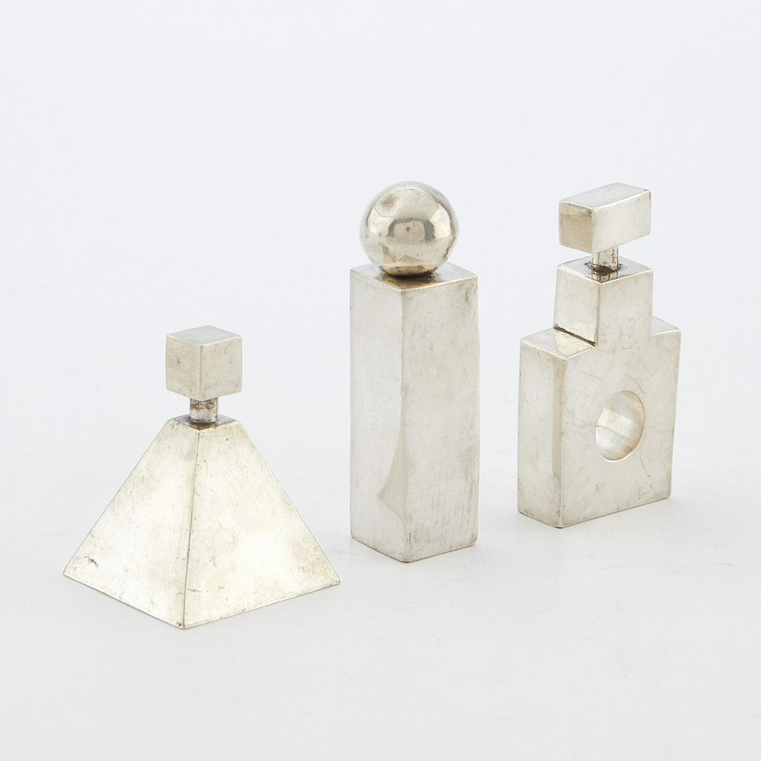 3 Taxco Modernist Sterling Perfume Bottles (1 of 9)
