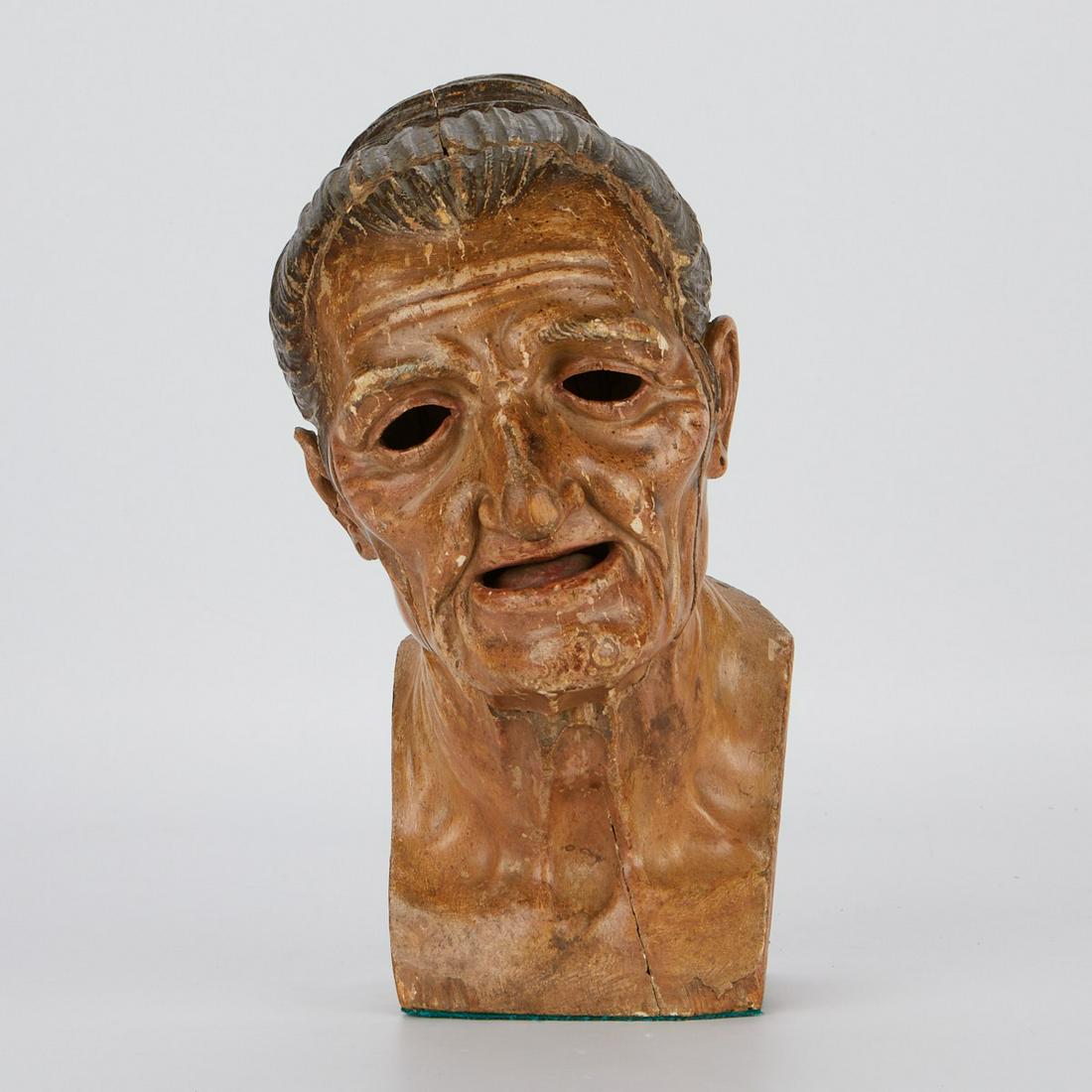 19th c. Continental Wood and Plaster Carved Head (1 of 7)
