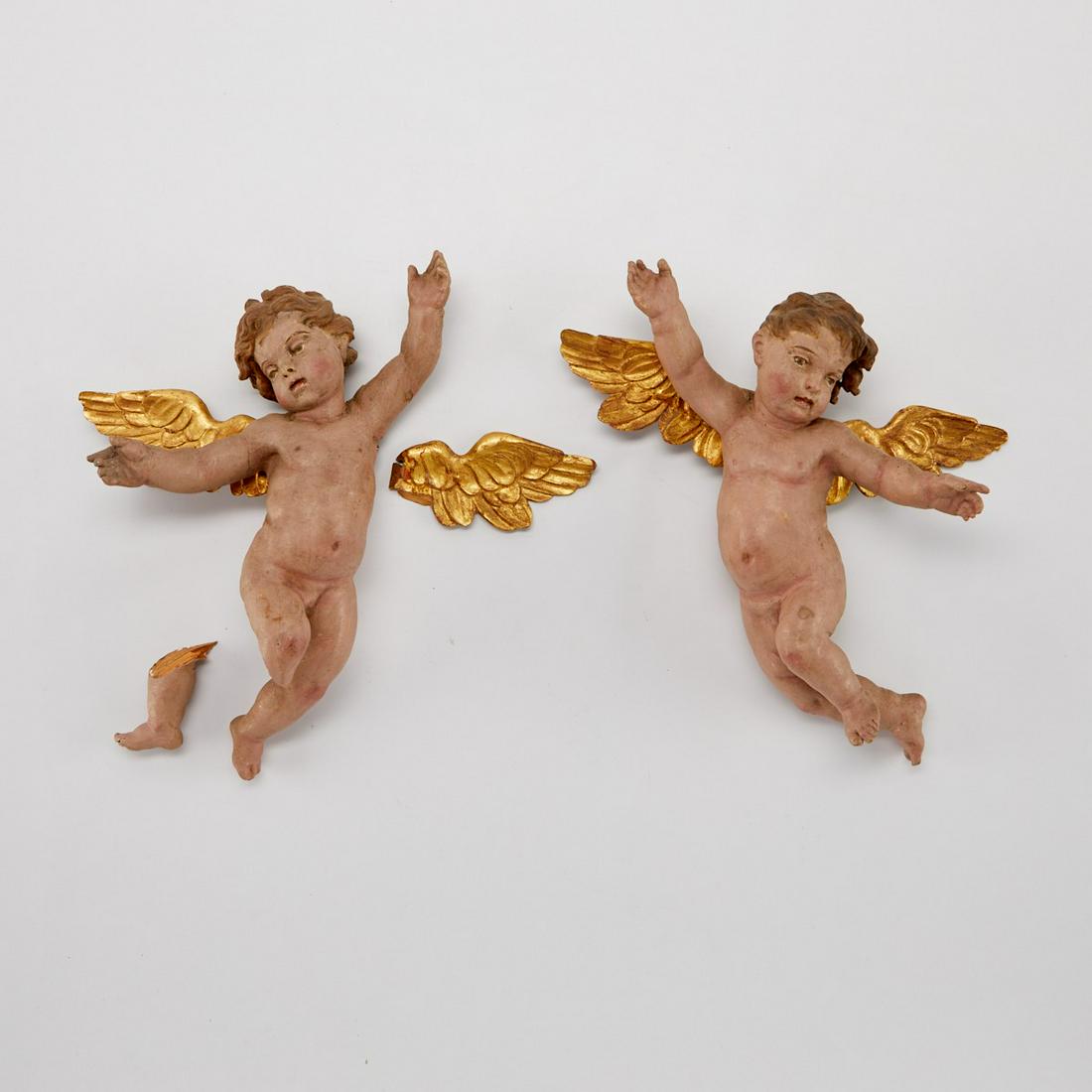 Pair of Late 19th c. Carved Wooded Angels (1 of 10)