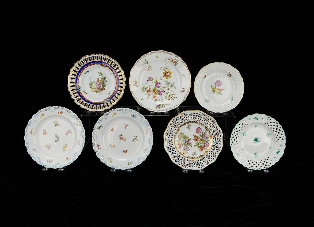 7 Meissen Floral Porcelain Plates (1 of 14)