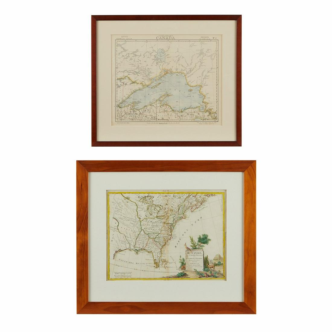 2 Framed Maps of Canada & U.S. (1 of 10)