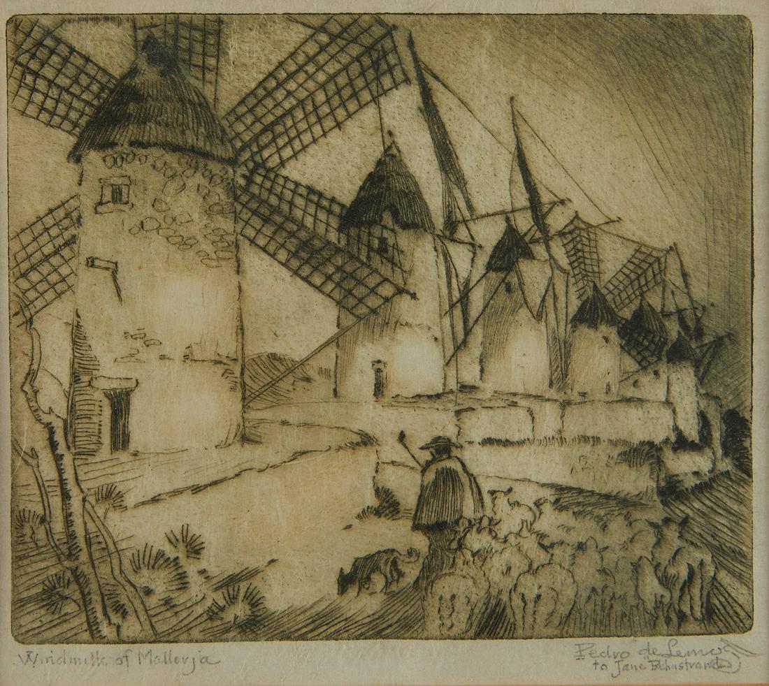 Pedro Joseph de Lemos "Windmills" Etching (1 of 6)