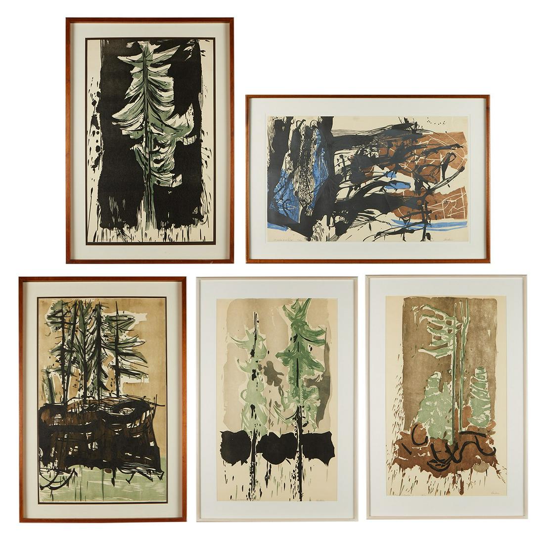 5 Eugene Larkin Woodcuts Pines, Rocks, & Waves (1 of 20)