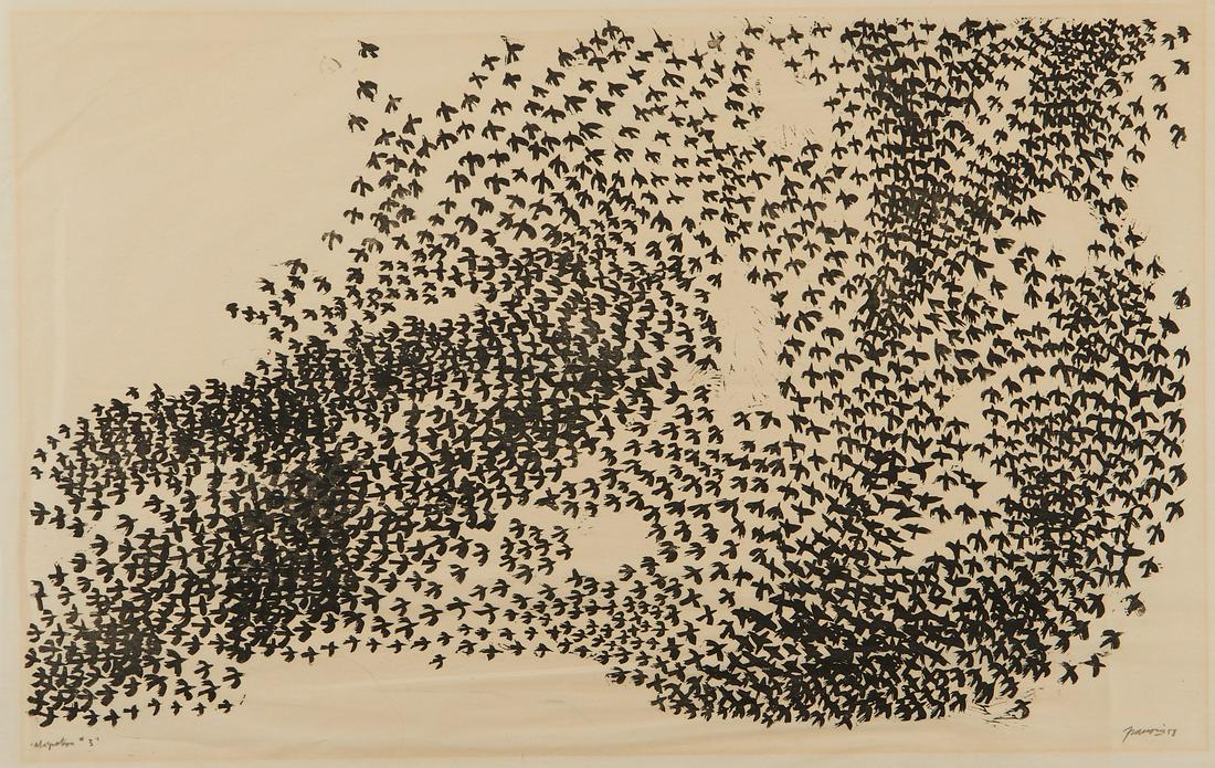 Antonio Frasconi "Migration 3" Woodcut on Tissue (1 of 6)