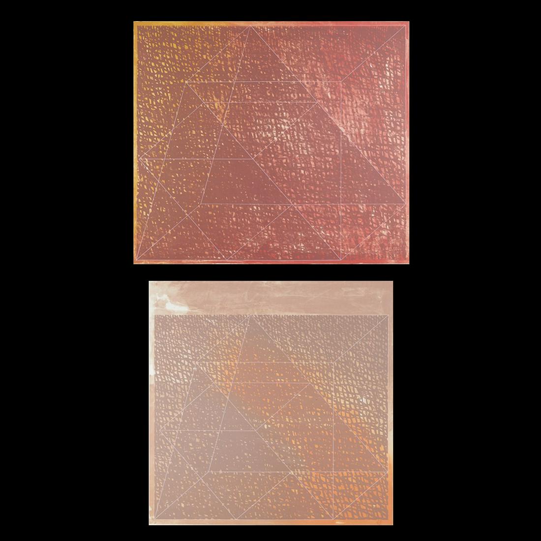 2 Jack Tworkov Mathematical Sequence Lithographs: Jack Tworkov (Polish/American, 1900-1982). Group of two lithographs inspired by mathematical number sequences, publishing by Landfall Press, including:"LP#1-Q2-75," pencil signed along the l