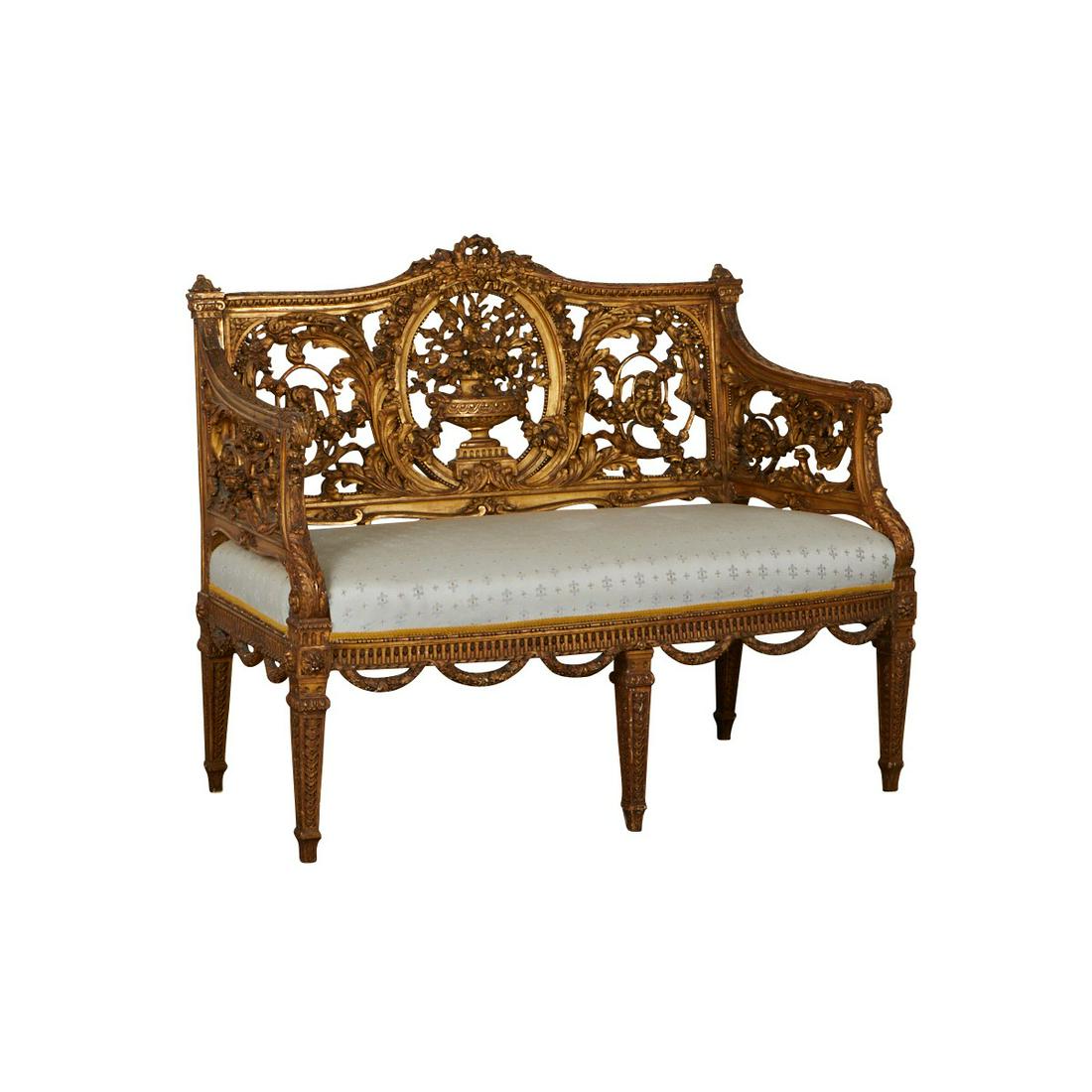 Continental Carved and Giltwood Settee (1 of 12)