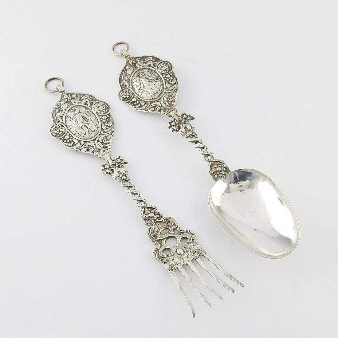 Pair of Large 800 Silver, Spoon and Fork (1 of 13)