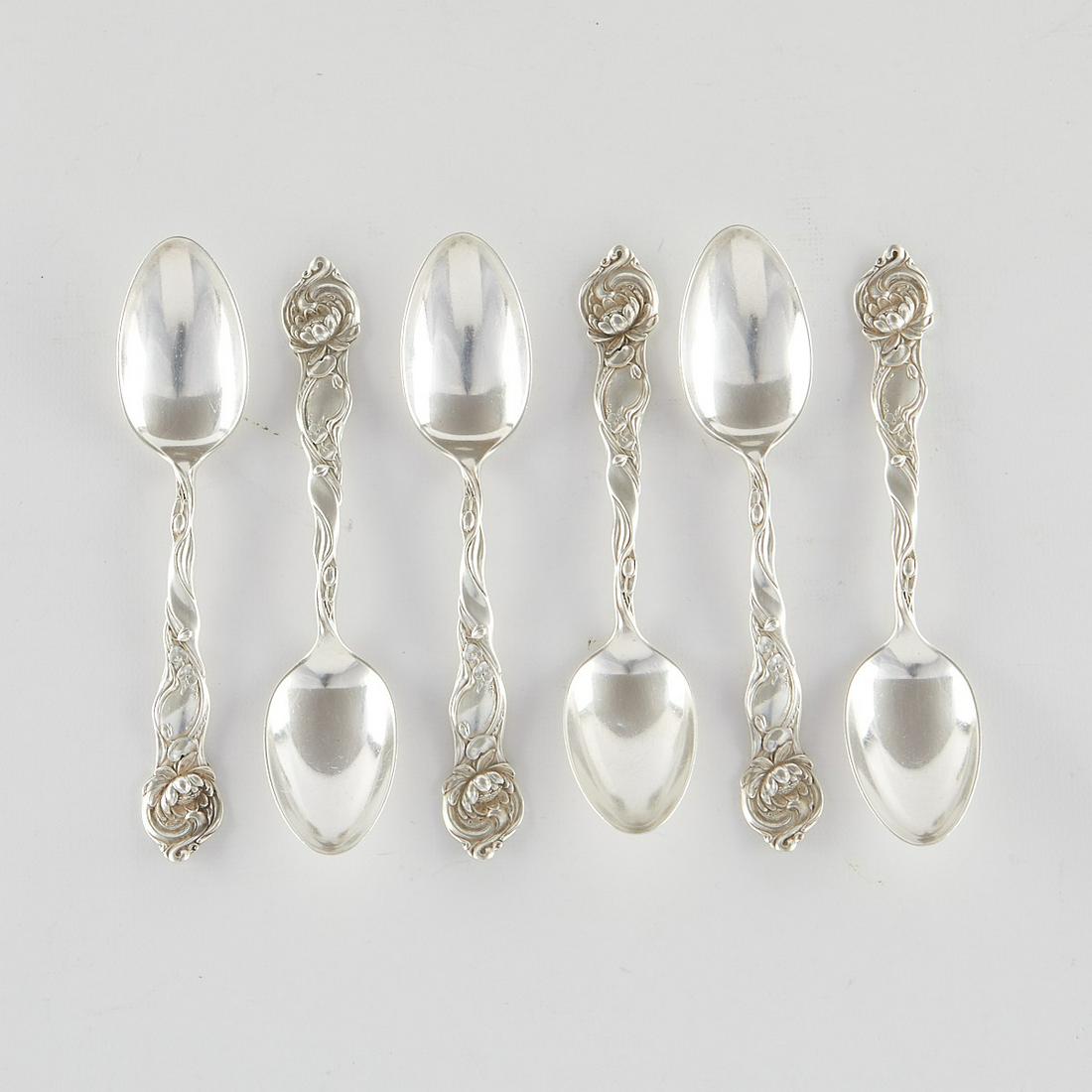 Set of 6 Sterling Silver Shiebler Fiorito Spoons (1 of 4)