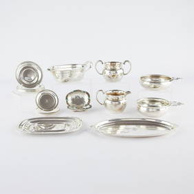 Grp 20 Sterling Silver Serving Dishes & Coasters (1 of 20)