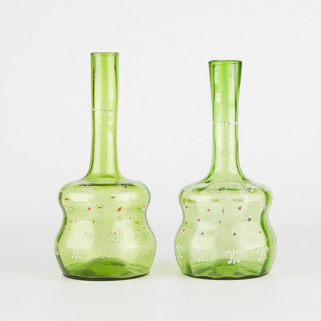 Pair of Apple Green Glass Barber Bottles (1 of 5)