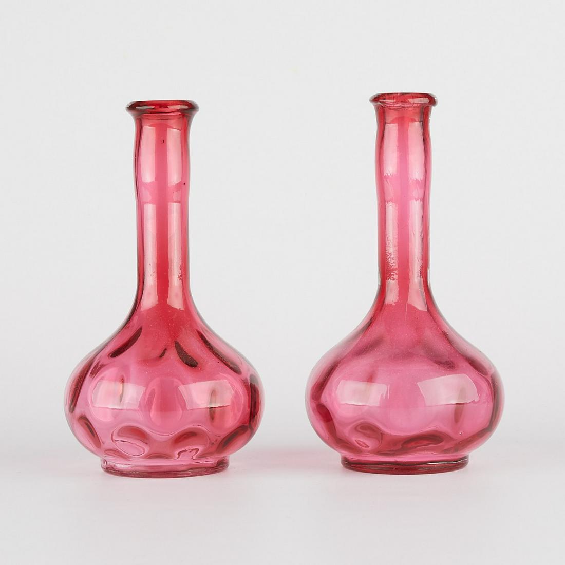 Pr Cranberry Reverse Thumbprint Barber Bottles (1 of 5)