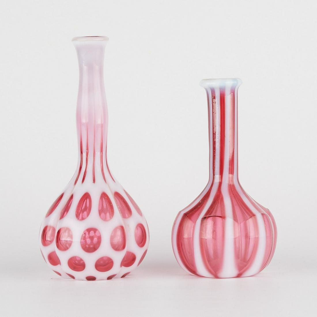 Cranberry Red Glass Barber Bottles w/ Overlay (1 of 5)