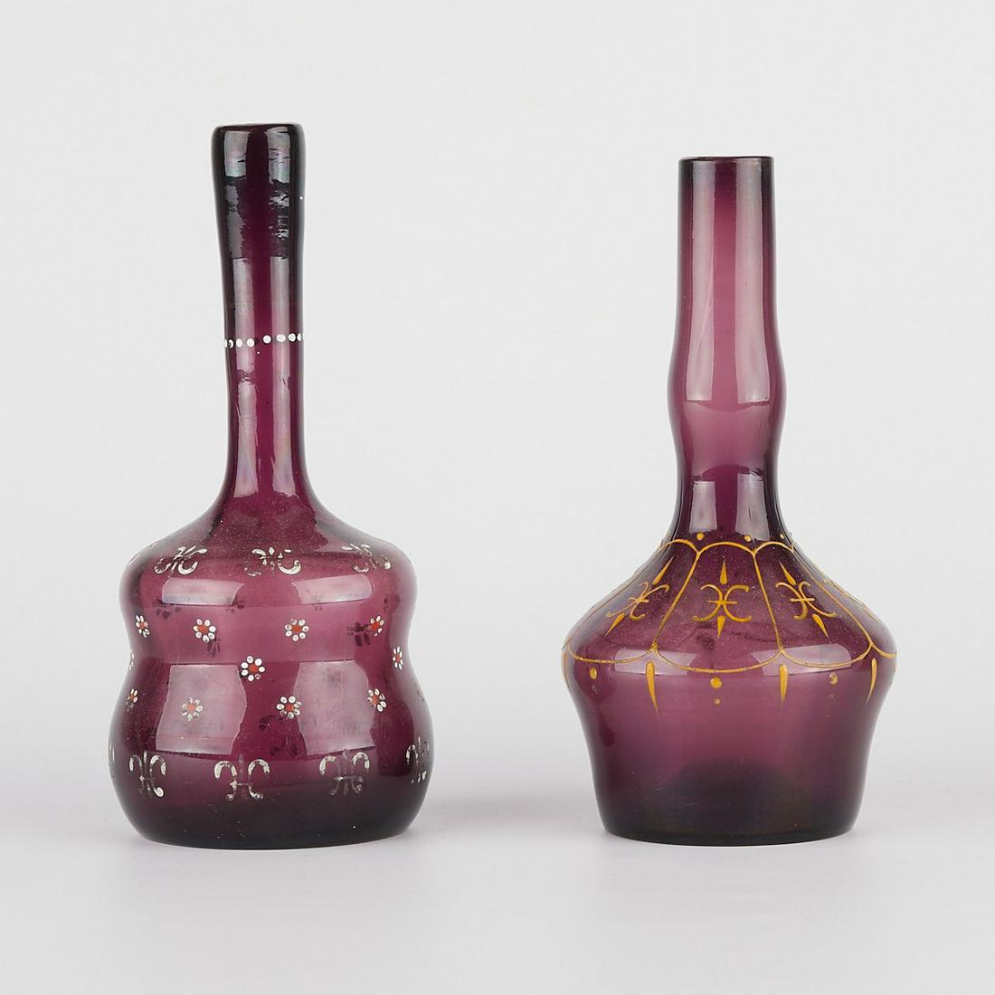 Pair of Black Amethyst Glass Barber Bottles (1 of 5)