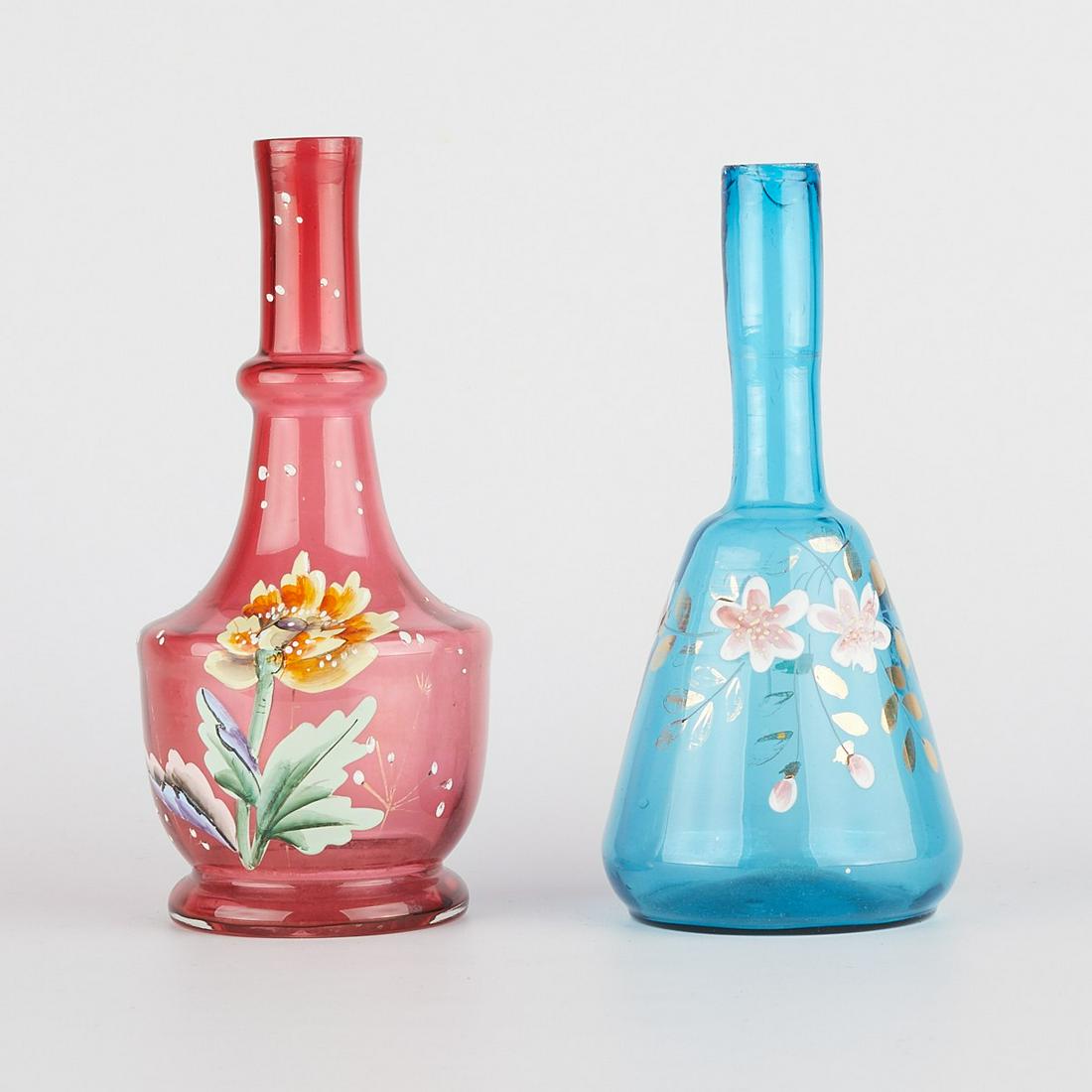 Pair of Enamel & Gilt Glass Barber Bottles. (1 of 5)