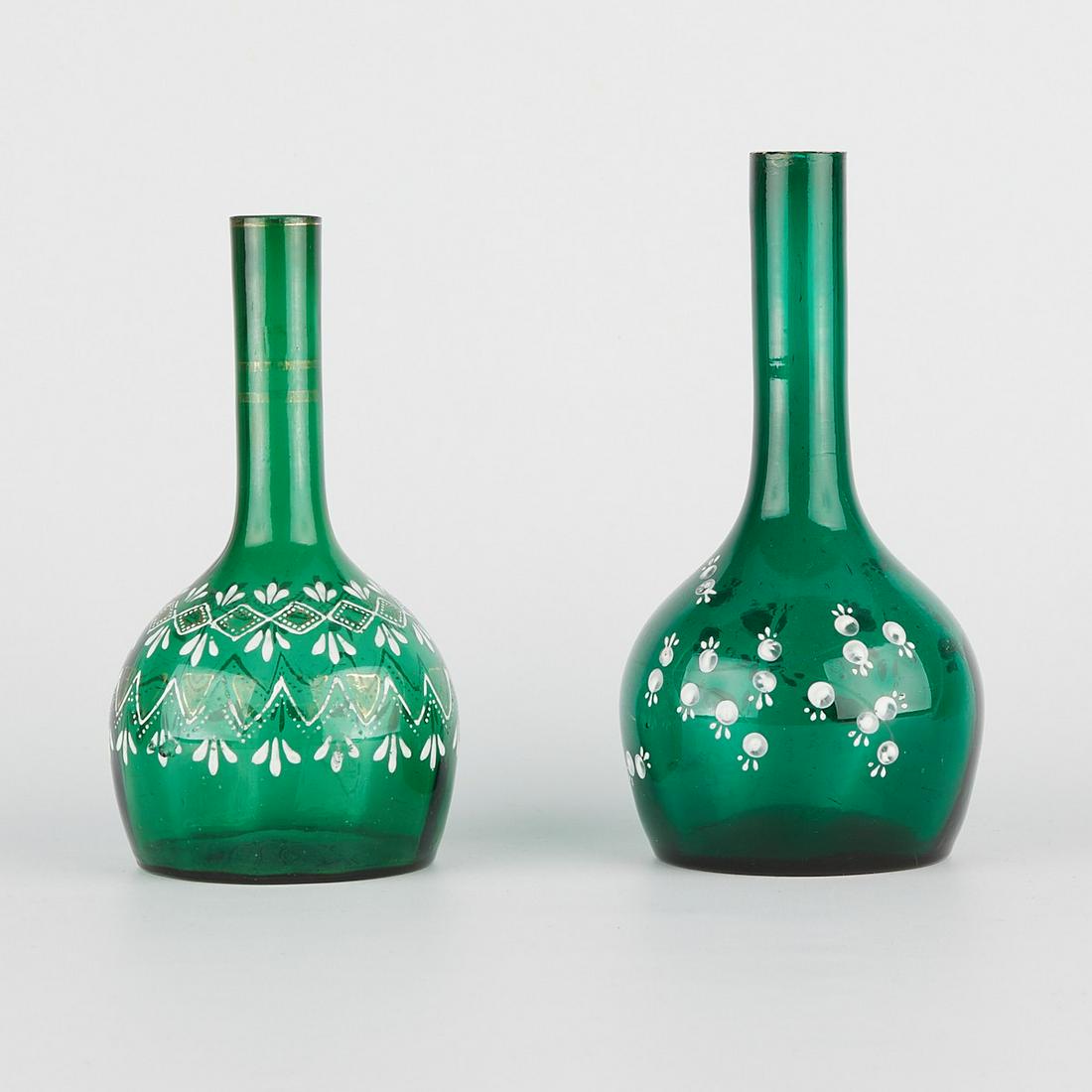 Pair of Forest Green Glass Barber Bottles (1 of 5)