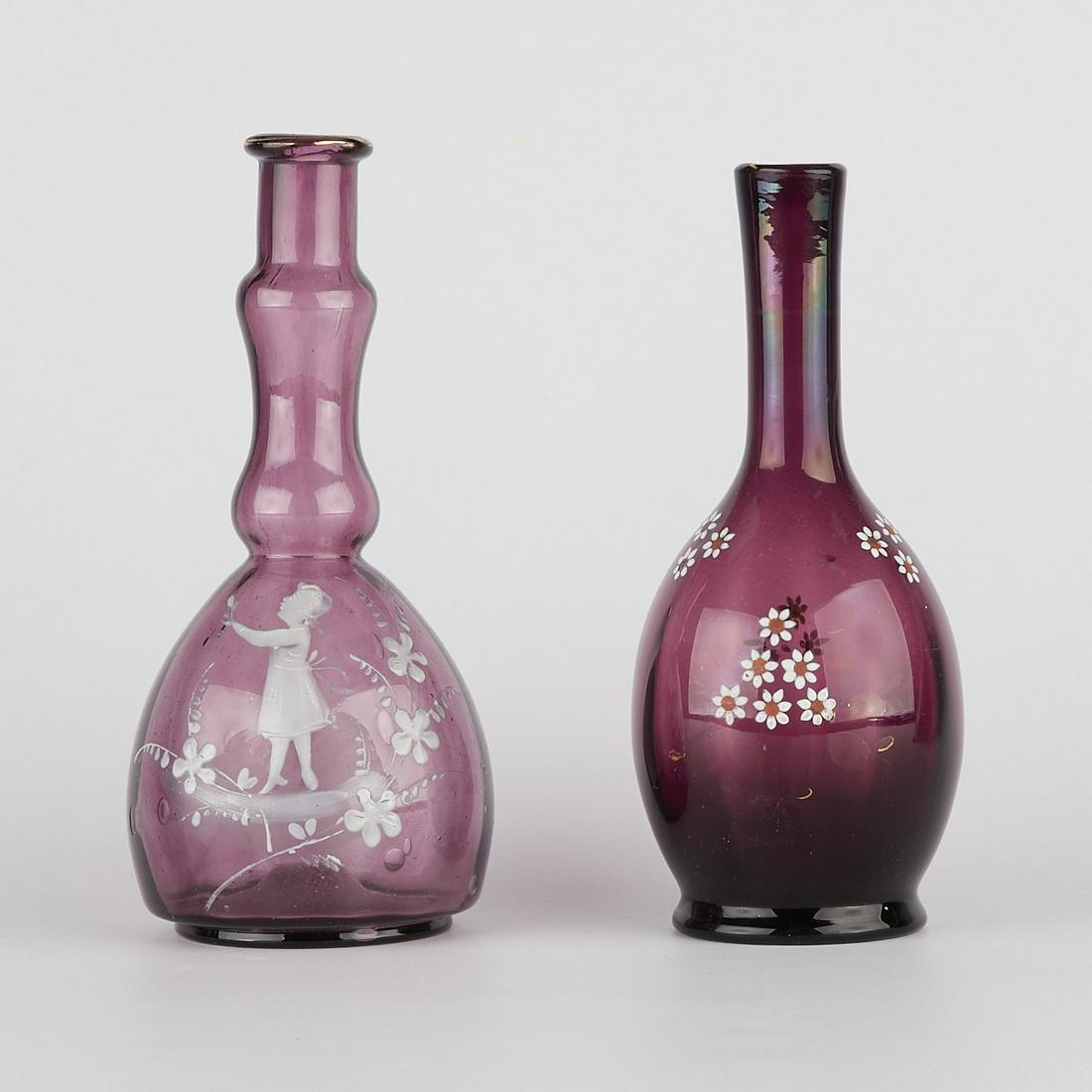 Pr Amethyst Barber Bottles - Mary Gregory & Daisy (1 of 5)