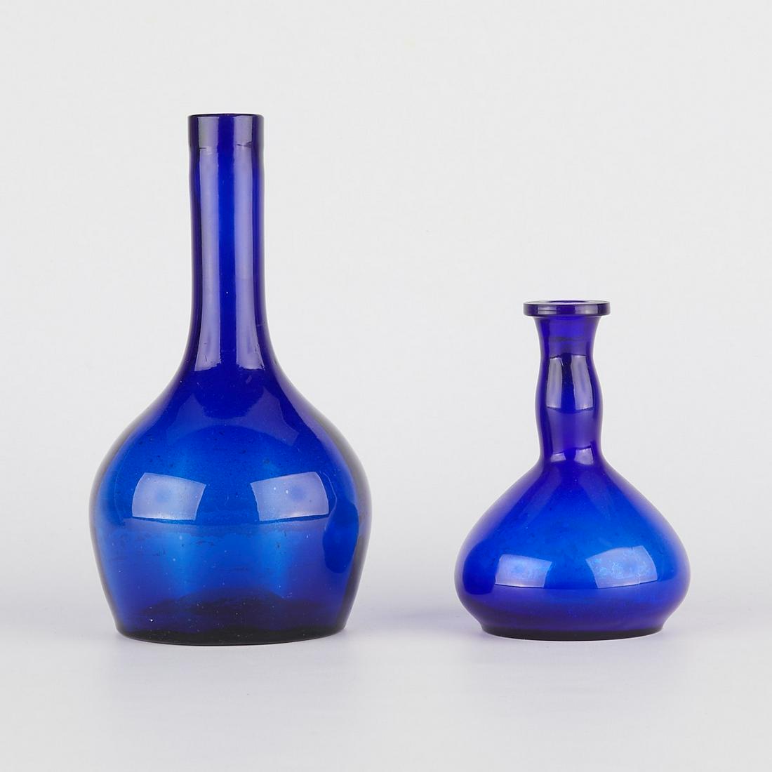 Pair of Cobalt Blue Glass Barber Bottles (1 of 5)