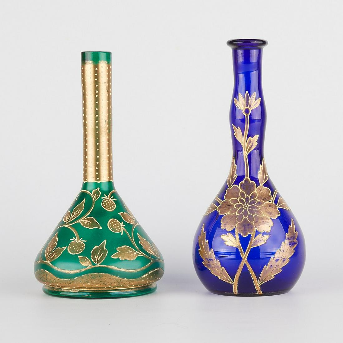 Pair of Glass Barber Bottles w/ Gold (1 of 5)