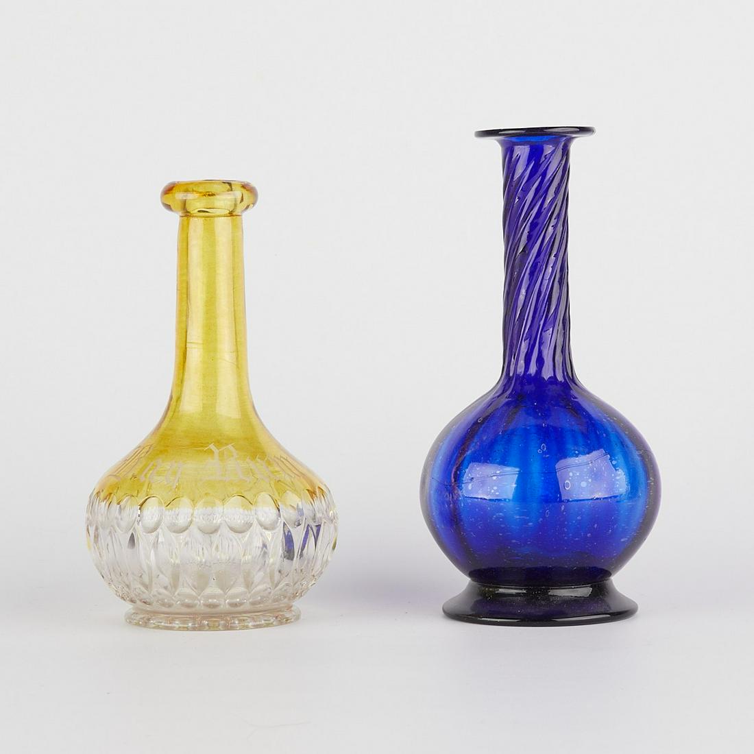 Pair of Glass Barber Bottles - Bay Rum & Cobalt (1 of 5)