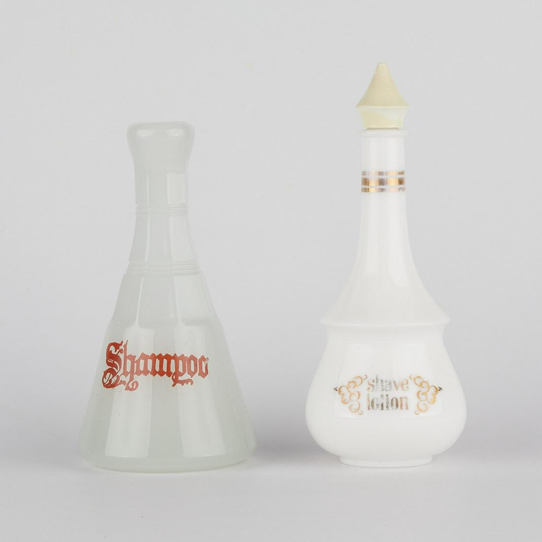 Pair of Glass Barber Bottles - Lotion & Shampoo (1 of 5)