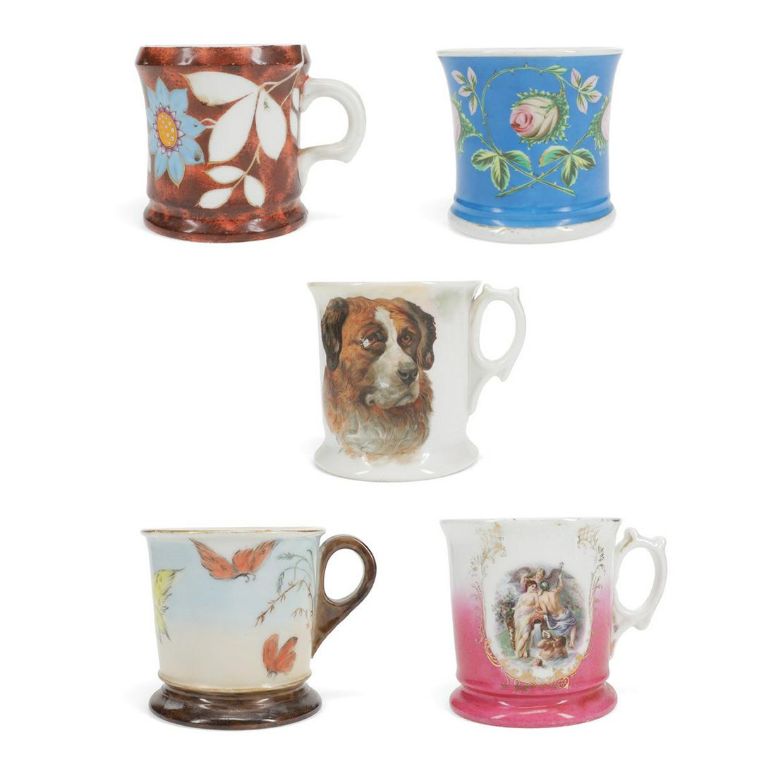 Group of 5 Vintage Antique Porcelain Shaving Mugs (1 of 5)