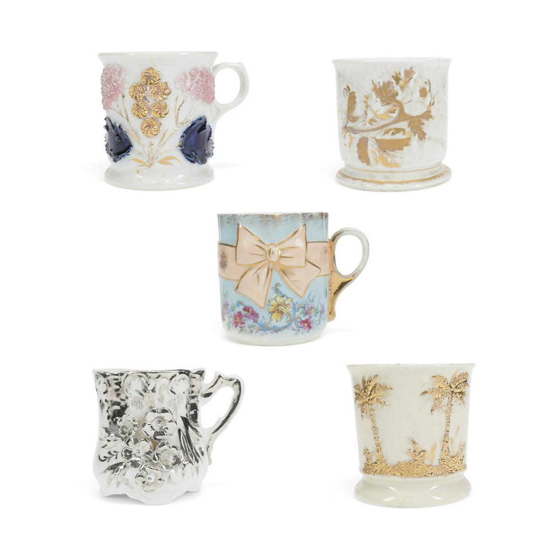 Group of 5 Vintage Antique Porcelain Shaving Mugs (1 of 6)