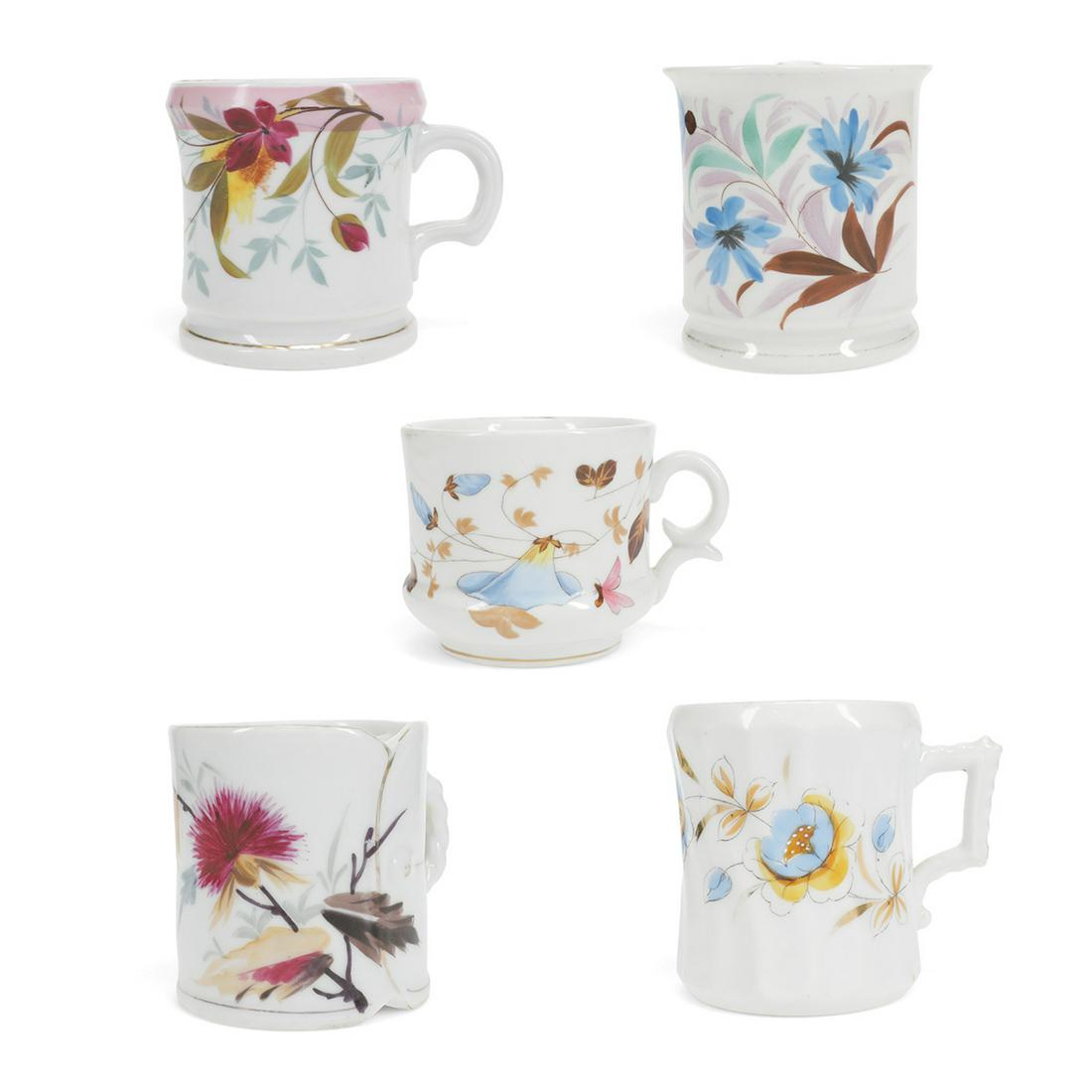 Group of 5 Vintage Antique Porcelain Mustache Mugs (1 of 5)